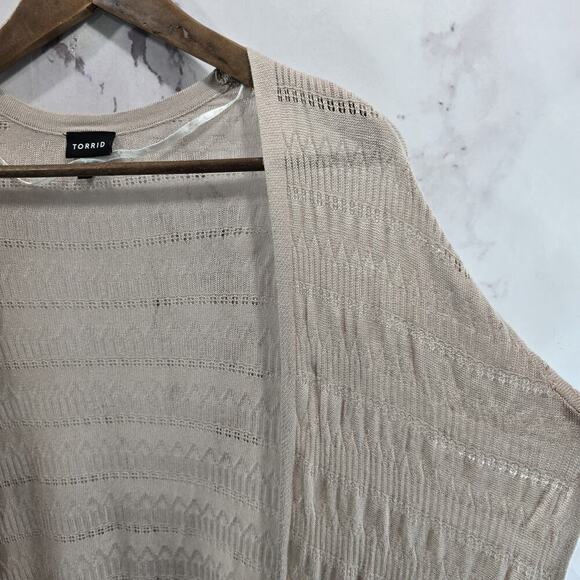 Torrid Cardigan Womens 1 2 1X 2X Brown Tan Sweater Vest Open Front Wrap Cover Up - Picture 12 of 13